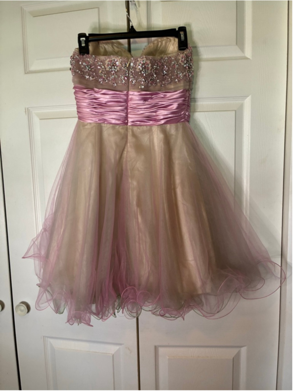 Women's Beyond Prom Dress Size 6 Beige Pink Strapless - Picture 2 of 4